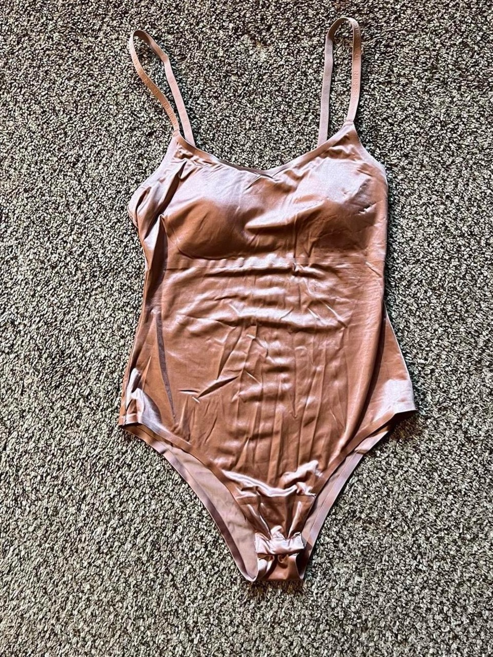 Danskin shiny pink spaghetti strap bodysuit